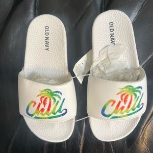 Brand New never worn white Chill slides
